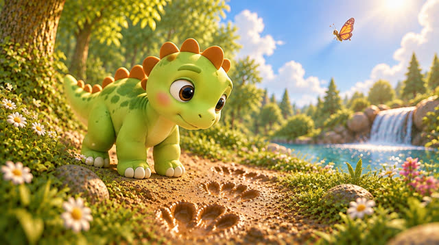 Scene 14 - Baby Dino and the Mystery Footprints! 🐾