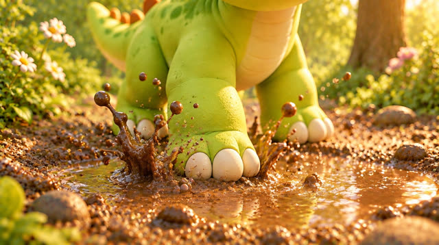 Scene 18 - Baby Dino and the Mystery Footprints! 🐾
