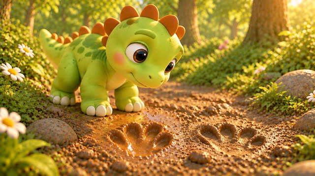 Scene 19 - Baby Dino and the Mystery Footprints! 🐾