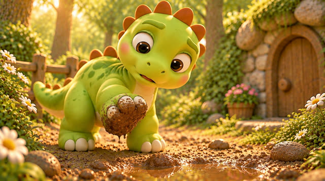 Scene 21 - Baby Dino and the Mystery Footprints! 🐾