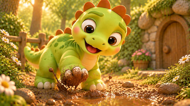 Scene 22 - Baby Dino and the Mystery Footprints! 🐾