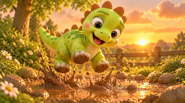 Scene 24 - Baby Dino and the Mystery Footprints! 🐾