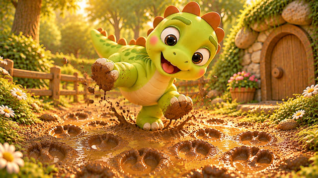 Scene 25 - Baby Dino and the Mystery Footprints! 🐾