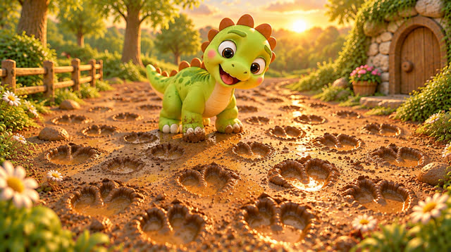 Scene 26 - Baby Dino and the Mystery Footprints! 🐾