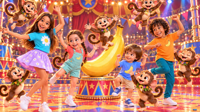 Scene 1 - Ohh La La! 🦁🐒 Lion & Monkey Banana Dance 🍌 | Fun Kids Song