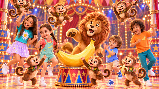Scene 4 - Ohh La La! 🦁🐒 Lion & Monkey Banana Dance 🍌 | Fun Kids Song