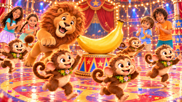 Scene 8 - Ohh La La! 🦁🐒 Lion & Monkey Banana Dance 🍌 | Fun Kids Song