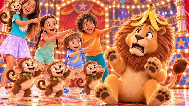Scene 13 - Ohh La La! 🦁🐒 Lion & Monkey Banana Dance 🍌 | Fun Kids Song
