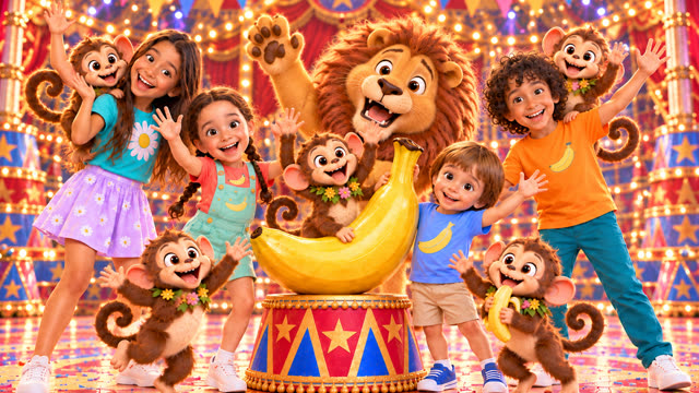 Scene 16 - Ohh La La! 🦁🐒 Lion & Monkey Banana Dance 🍌 | Fun Kids Song