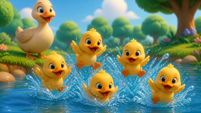 Scene 1 - Five Little Ducks – Splash Splash! 🦆💦 | Fun Counting Song for Kids | TinyTale Town