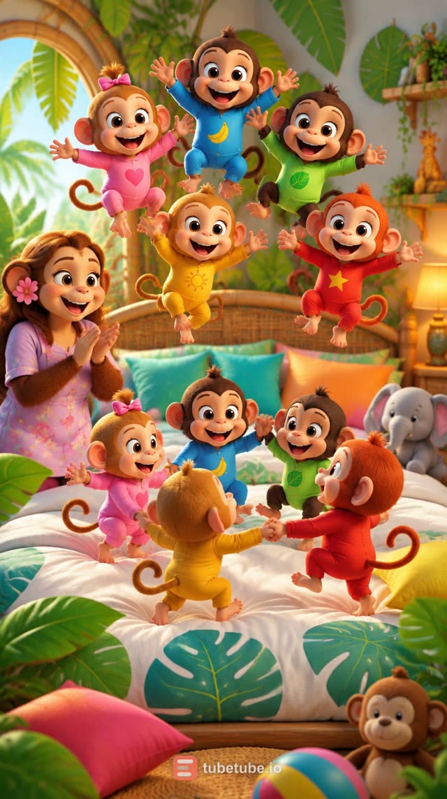 Scene 2 - Five Little Monkeys Jump and Dance 🐒 | Fun Nursery Rhyme for Kids