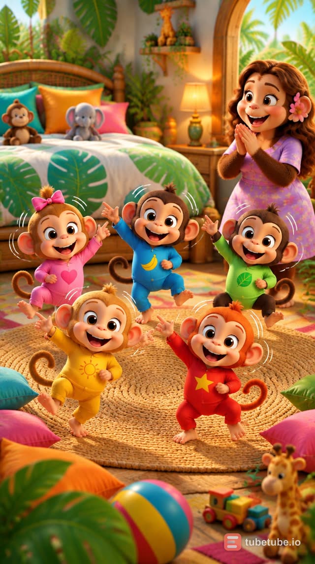 Scene 4 - Five Little Monkeys Jump and Dance 🐒 | Fun Nursery Rhyme for Kids