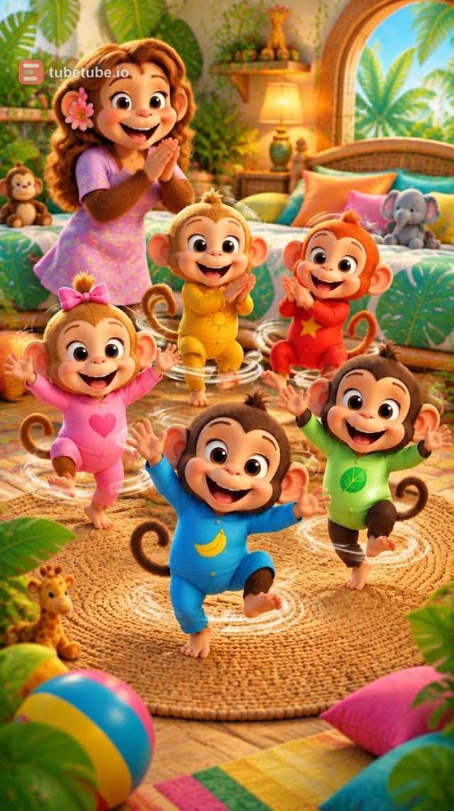 Scene 5 - Five Little Monkeys Jump and Dance 🐒 | Fun Nursery Rhyme for Kids