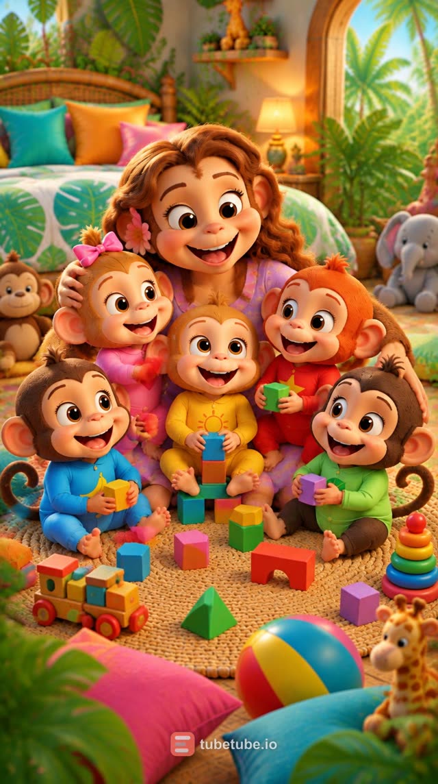 Scene 6 - Five Little Monkeys Jump and Dance 🐒 | Fun Nursery Rhyme for Kids