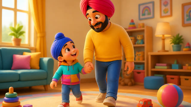 Scene 2 - Mere Papa Super Papa 💙 | Father’s Day Punjabi Kids Rhyme | TinyTale Town Punjabi