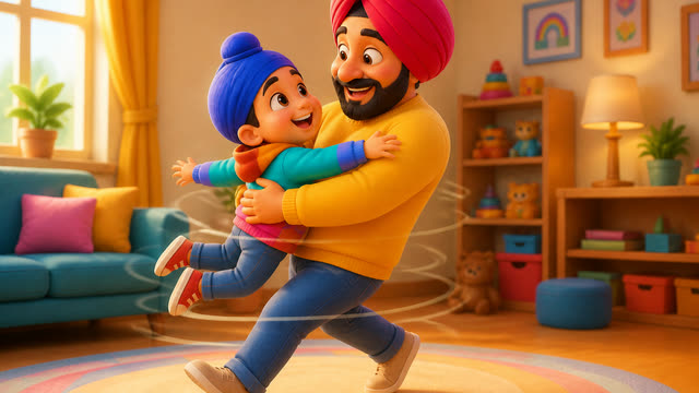 Scene 3 - Mere Papa Super Papa 💙 | Father’s Day Punjabi Kids Rhyme | TinyTale Town Punjabi