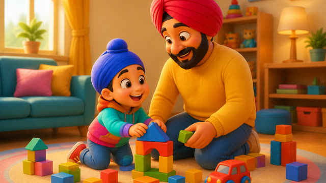 Scene 4 - Mere Papa Super Papa 💙 | Father’s Day Punjabi Kids Rhyme | TinyTale Town Punjabi