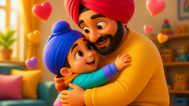 Scene 6 - Mere Papa Super Papa 💙 | Father’s Day Punjabi Kids Rhyme | TinyTale Town Punjabi