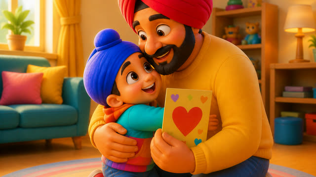 Scene 10 - Mere Papa Super Papa 💙 | Father’s Day Punjabi Kids Rhyme | TinyTale Town Punjabi