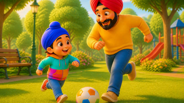 Scene 12 - Mere Papa Super Papa 💙 | Father’s Day Punjabi Kids Rhyme | TinyTale Town Punjabi
