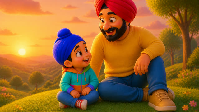 Scene 17 - Mere Papa Super Papa 💙 | Father’s Day Punjabi Kids Rhyme | TinyTale Town Punjabi