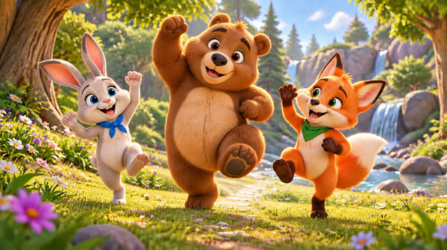 Scene 6 - Bunny, Bear and Fox — Let's Dance!