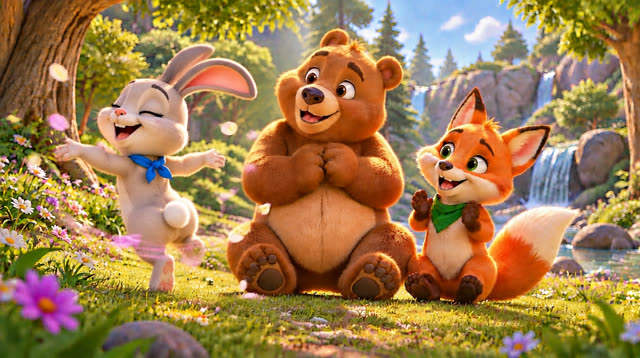 Scene 12 - Bunny, Bear and Fox — Let's Dance!