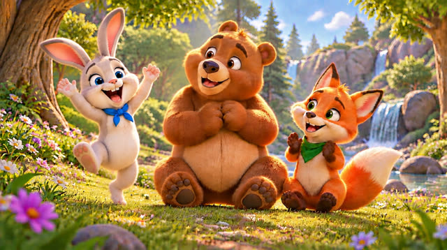 Scene 13 - Bunny, Bear and Fox — Let's Dance!