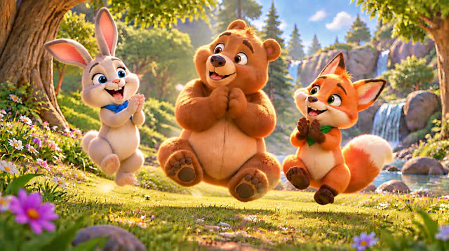 Scene 15 - Bunny, Bear and Fox — Let's Dance!