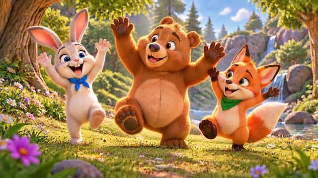Scene 16 - Bunny, Bear and Fox — Let's Dance!