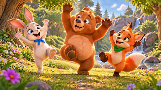 Scene 18 - Bunny, Bear and Fox — Let's Dance!
