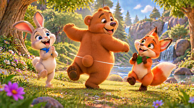Scene 22 - Bunny, Bear and Fox — Let's Dance!