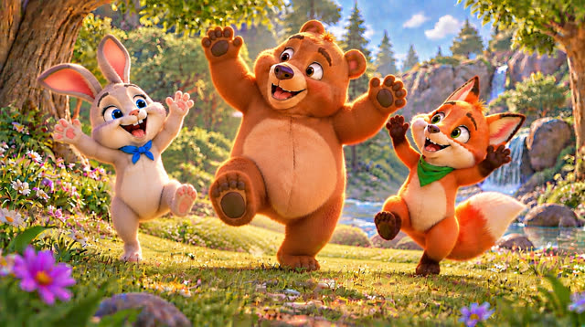 Scene 24 - Bunny, Bear and Fox — Let's Dance!