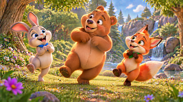 Scene 25 - Bunny, Bear and Fox — Let's Dance!