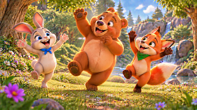 Scene 26 - Bunny, Bear and Fox — Let's Dance!