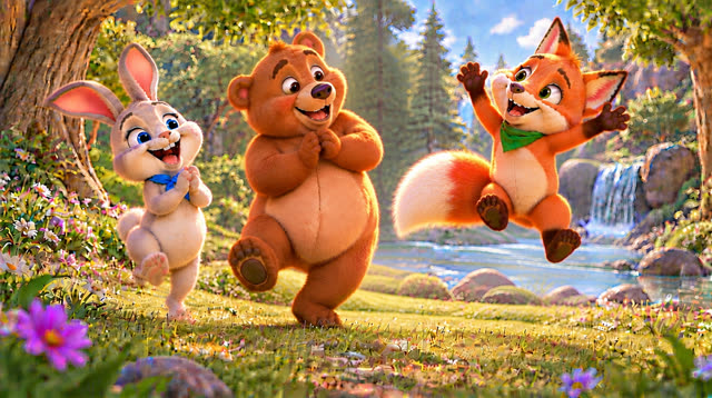 Scene 28 - Bunny, Bear and Fox — Let's Dance!