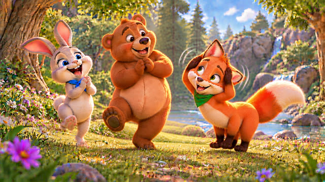 Scene 29 - Bunny, Bear and Fox — Let's Dance!