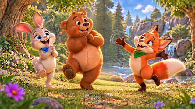 Scene 30 - Bunny, Bear and Fox — Let's Dance!