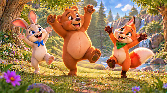 Scene 32 - Bunny, Bear and Fox — Let's Dance!