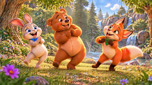 Scene 33 - Bunny, Bear and Fox — Let's Dance!