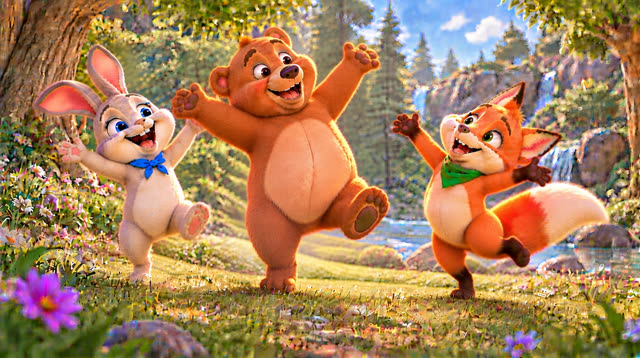 Scene 34 - Bunny, Bear and Fox — Let's Dance!