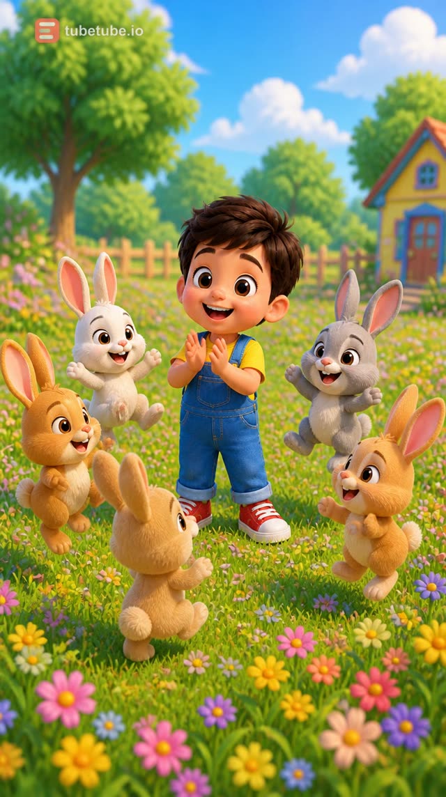 Scene 2 - 🐰 Five Little Bunnies 🌸 | Cute Nursery Rhyme | Aveer’s Little World