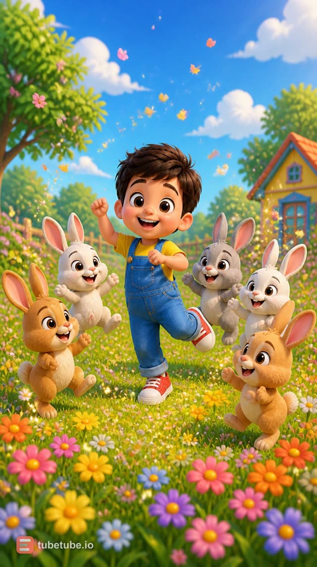 Scene 3 - 🐰 Five Little Bunnies 🌸 | Cute Nursery Rhyme | Aveer’s Little World