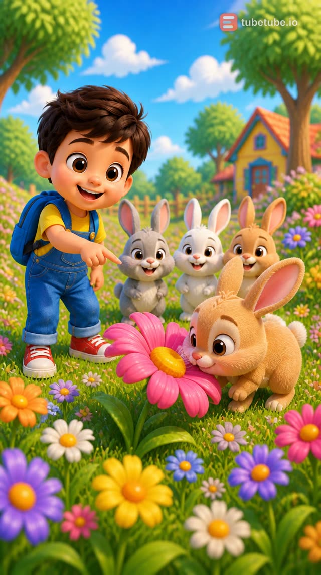Scene 4 - 🐰 Five Little Bunnies 🌸 | Cute Nursery Rhyme | Aveer’s Little World
