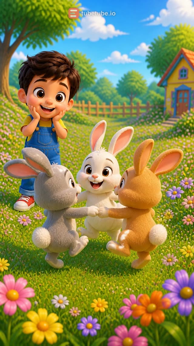 Scene 5 - 🐰 Five Little Bunnies 🌸 | Cute Nursery Rhyme | Aveer’s Little World