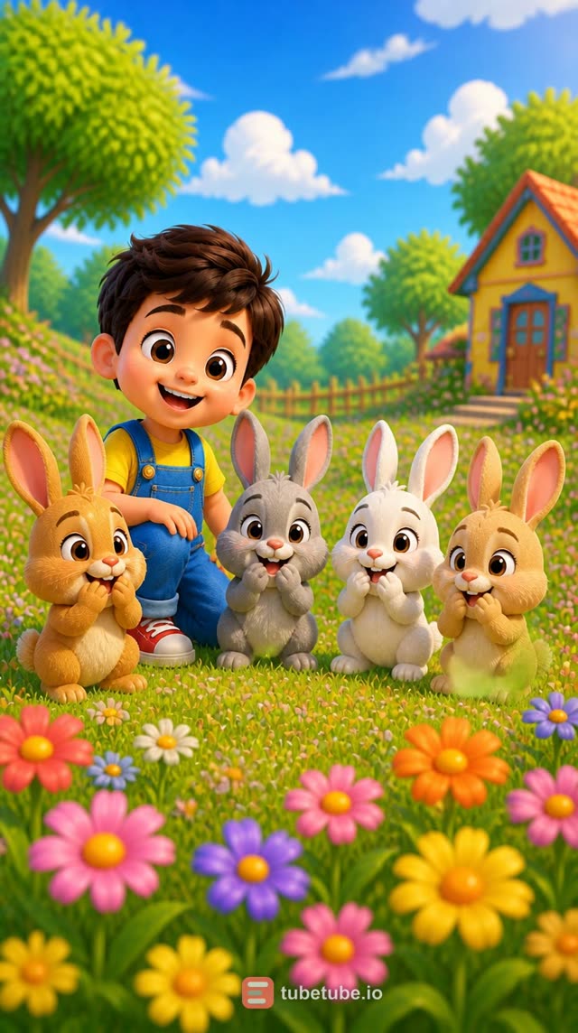 Scene 6 - 🐰 Five Little Bunnies 🌸 | Cute Nursery Rhyme | Aveer’s Little World