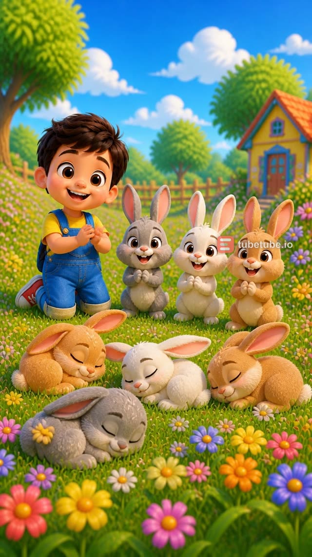 Scene 7 - 🐰 Five Little Bunnies 🌸 | Cute Nursery Rhyme | Aveer’s Little World