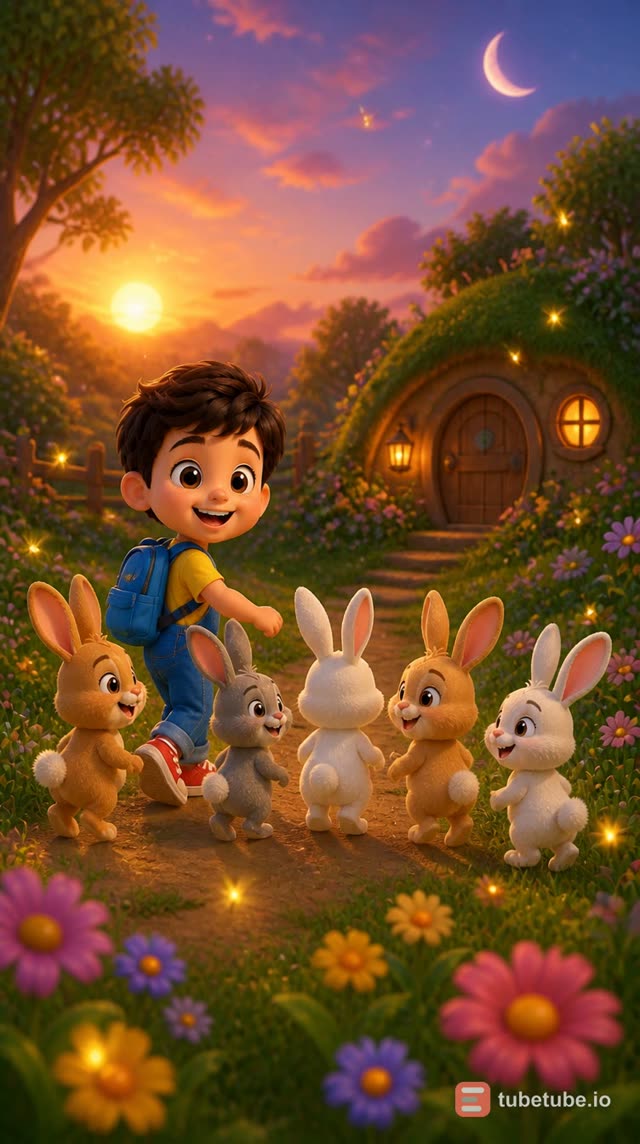 Scene 8 - 🐰 Five Little Bunnies 🌸 | Cute Nursery Rhyme | Aveer’s Little World