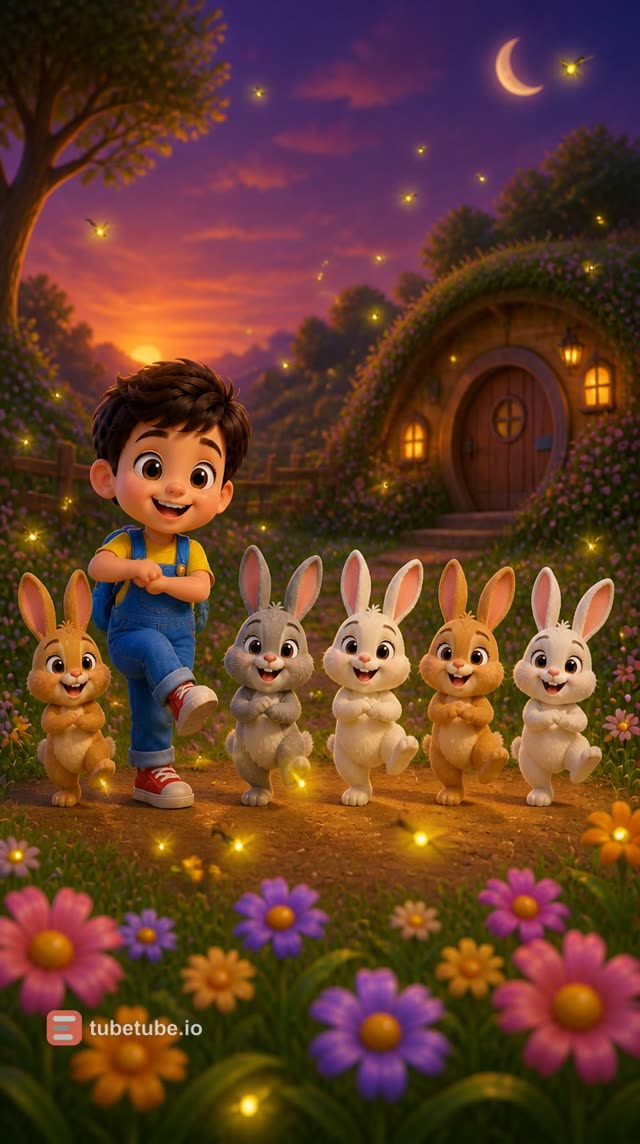 Scene 9 - 🐰 Five Little Bunnies 🌸 | Cute Nursery Rhyme | Aveer’s Little World