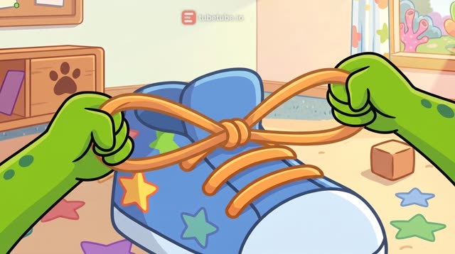 Scene 8 - Lucky ties his shoes